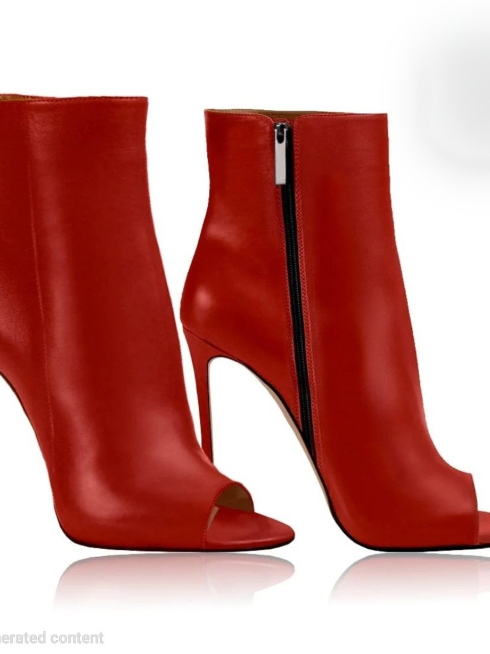 IDENTITÀ Ariel Women’s Red Leather Peep Toe Ankle Bootie Zip US 9